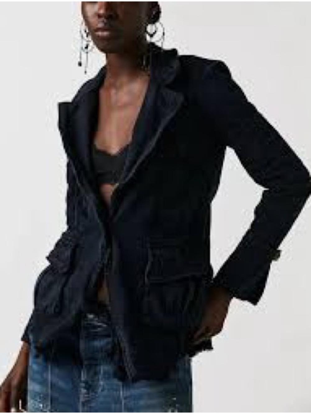 Project Piece - Free People Harlow Utility Blazer in a washed black colorway